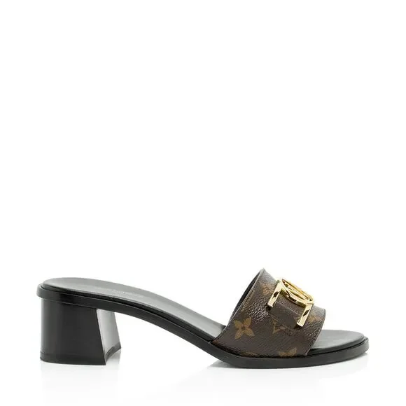 Louis Vuitton Gray Monogram Canvas Mule Slides with Gold Hardware Louis Vuitton Women main image 3